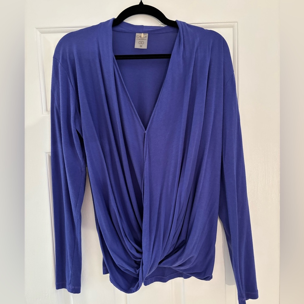 Calia purple stretchy crossover wrap top with long sleeves $68 - Medium